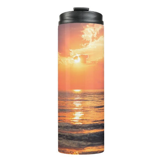 Sonnenuntergang über Wasser Thermosbecher (Vorderseite)