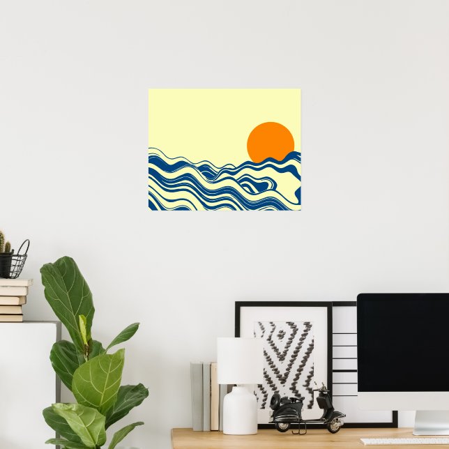 Sonnenuntergang über Wellen Poster (Heimbüro)