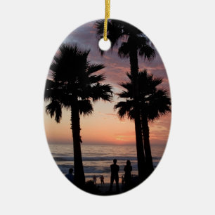 Sonnenuntergang und felsige Wellen-Verzierung Keramik Ornament