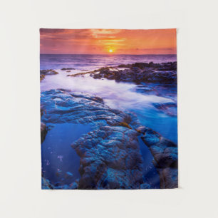 Sonnenuntergang und Gezeitenbecken auf Hawaii Wandteppich