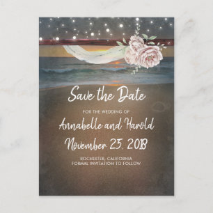 Sonnenuntergang und Lichter Save the Date Ankündigungspostkarte