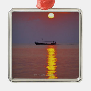 Sonnenuntergang und Meer 2 Silbernes Ornament