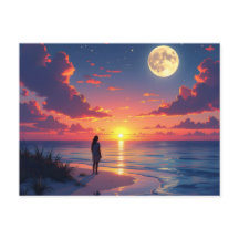 Sonnenuntergang und Mondaufgang
