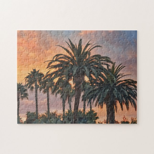 Sonnenuntergang und Palmen tropische Bäume Kunst-P (Horizontal)
