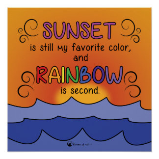 Sonnenuntergang und Regenbogen-Poster - Platz Poster