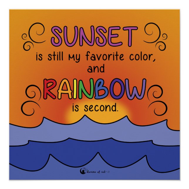 Sonnenuntergang und Regenbogen-Poster - Platz Poster (Vorderseite)