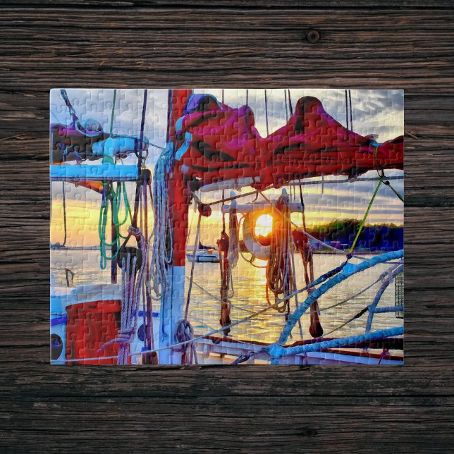 Sonnenuntergang und Segelboote im Hafenpuzzle (Von Creator hochgeladen)