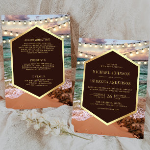 Sonnenuntergang und Sonnenlicht in einer Hochzeit Einladung