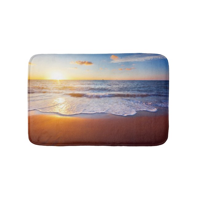 Sonnenuntergang und Strand Badematte (Vorderseite)