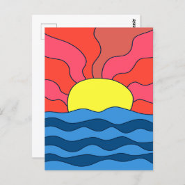 Sonnenuntergang und Waves Postkarte