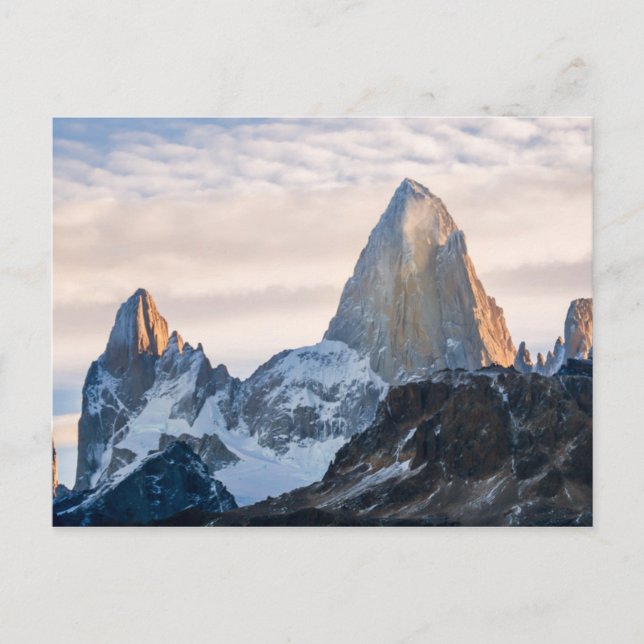 Sonnenuntergang und Wolken über dem Berg Fitzroy Postkarte (Vorderseite)