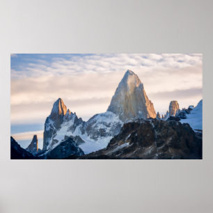 Sonnenuntergang und Wolken über Mt Fitzroy Poster