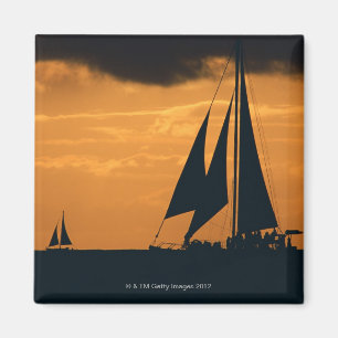Sonnenuntergang und Yacht 2 Magnet