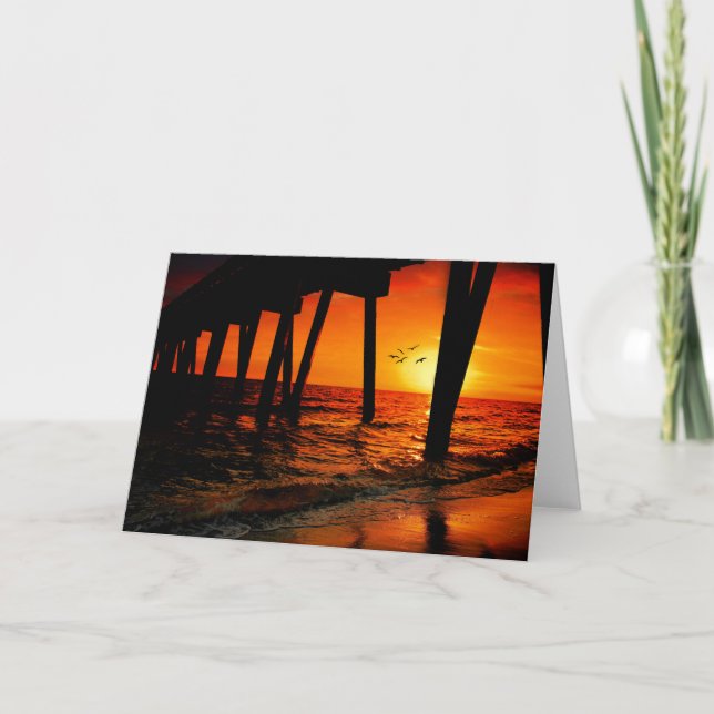 Sonnenuntergang unter dem Pier Karte (Vorderseite)
