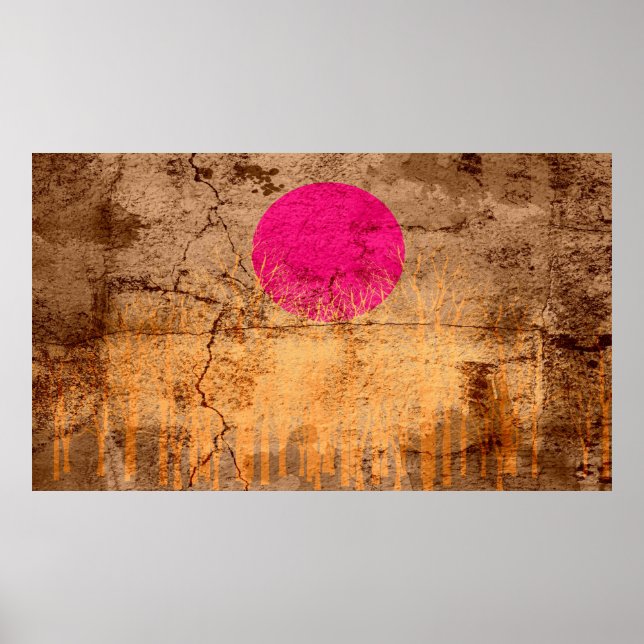 Sonnenuntergang Vintage Abstrakte Malerei Poster (Vorne)