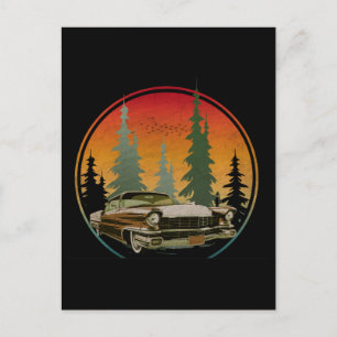 Sonnenuntergang Vintage Oldtimer Natur Wald Postkarte