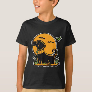 Sonnenuntergang Vollmond Schwarzer Hund Lab Dachsh T-Shirt