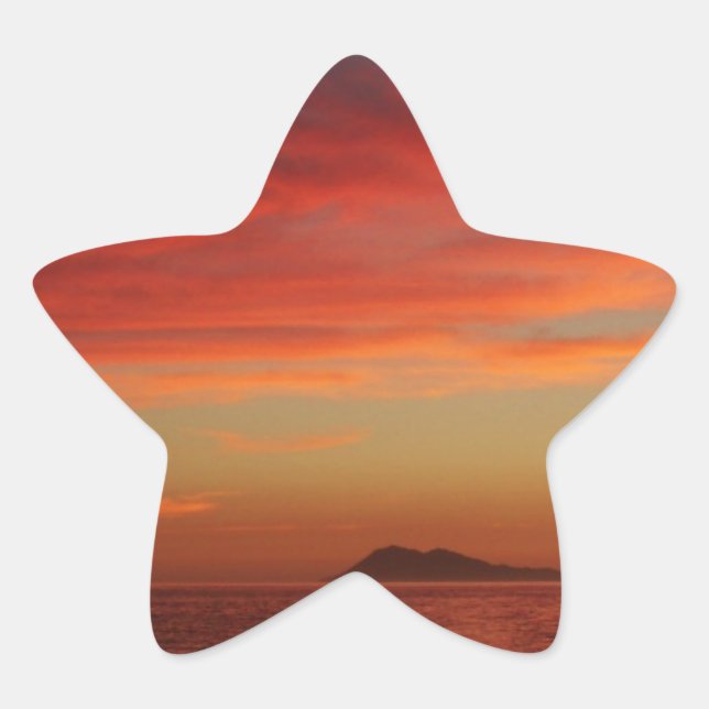 Sonnenuntergang vor der Küste Spaniens. Stern-Aufkleber (Vorderseite)