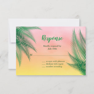 Sonnenuntergang Wasserfarbenpalme Blätter UAWG RSVP Karte