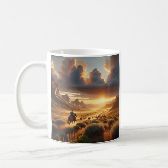 Sonnenuntergang - Western Landschaft Tasse (Links)