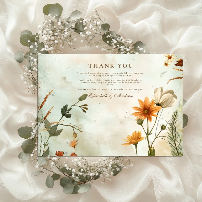 Sonnenuntergang Wildblume Hochzeit Dankeskarte (Von Creator hochgeladen)