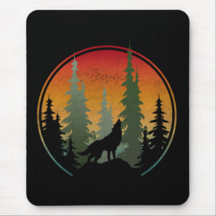 Sonnenuntergang Wolf Naturlandschaft Mousepad