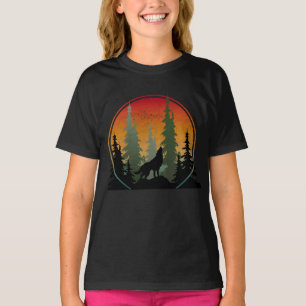 Sonnenuntergang Wolf Naturlandschaft T-Shirt