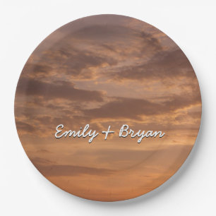 Sonnenuntergang Wolken II Pastel Abstrakte Natur Pappteller