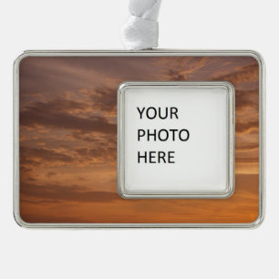 Sonnenuntergang Wolken II Pastel Abstrakte Natur Rahmen-Ornament Silber