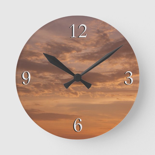 Sonnenuntergang Wolken II Pastel Abstrakte Natur Runde Wanduhr (Vorderseite)
