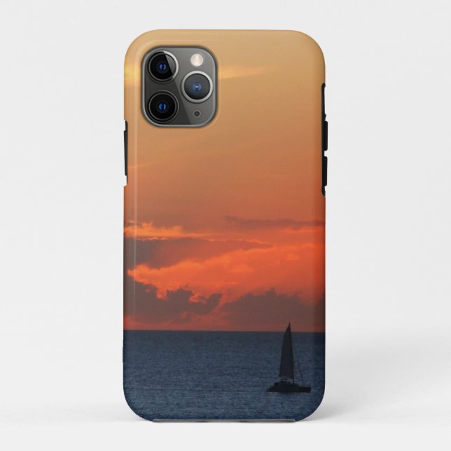 Sonnenuntergang Wolken und Segelboot Seascape Case-Mate iPhone Hülle (Rückseite)