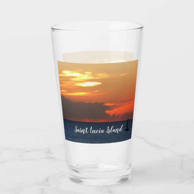 Sonnenuntergang Wolken und Segelboot Seascape Glas (Vorderseite)