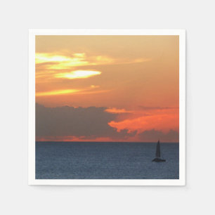 Sonnenuntergang Wolken und Segelboot Seascape Serviette