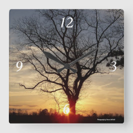 Sonnenuntergangbaumuhr Quadratische Wanduhr