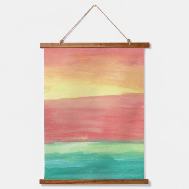 Sonnenuntergänge Abstrakt Wandteppich Mit Holzrahmen (Vorderseite)