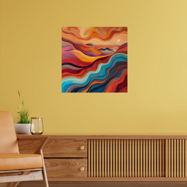 Sonnenuntergänge - Abstrakte Landschaft in warmer  Poster (Wohnzimmer 2)