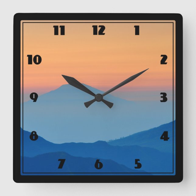 Sonnenuntergänge Abstrakte Landschaft Quadratische Wanduhr (Vorderseite)