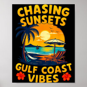 Sonnenuntergänge Golfküste Vibes Retro Strand Poster