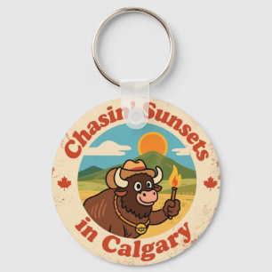 Sonnenuntergänge jagen_ Calgary Prärie-Inspiriert Schlüsselanhänger