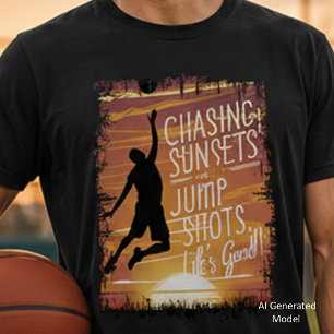 Sonnenuntergänge jagen & Sprungwürfe Basketball Le T-Shirt