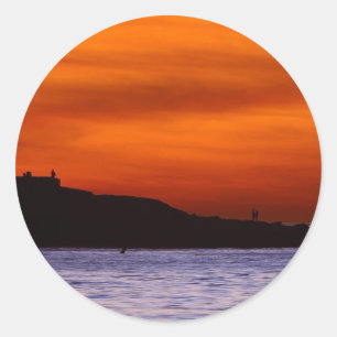 Sonnenuntergänge La Jolla Strände Wolken Orange Runder Aufkleber