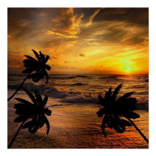 SONNENUNTERGÄNGE OZEAN SZENERIE NATUR POSTER