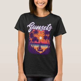 Sonnenuntergänge - Palmen sehen Seitenlandschaft T-Shirt