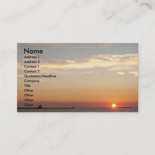 Sonnenuntergänge, Segelboote und Leuchtturm Visitenkarte (Vorderseite)