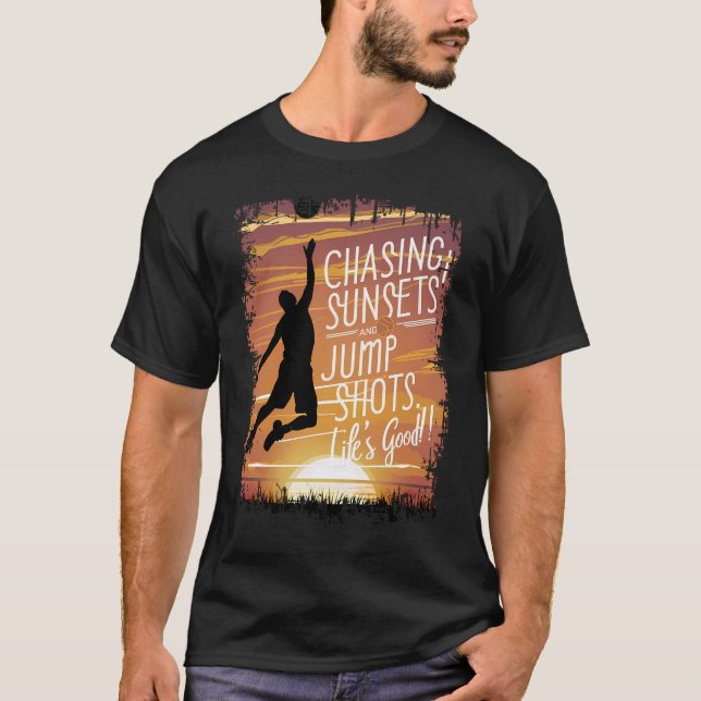 Sonnenuntergänge & Sprungbretter Basketball Leben T-Shirt (Vorderseite)