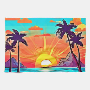 Sonnenuntergänge: tropische Sicht Geschirrtuch