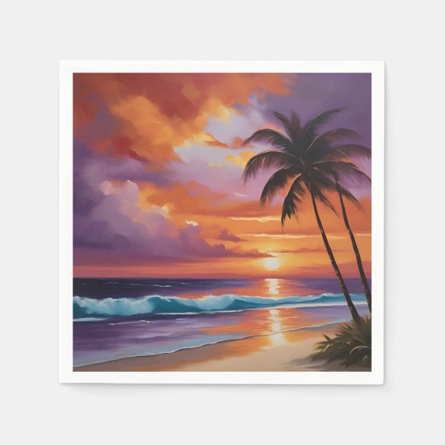 Sonnenuntergänge - tropischer Strand Serviette (Vorderseite)