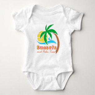 Sonnenuntergänge und Palmen Bäume Sommersaison Baby Strampler