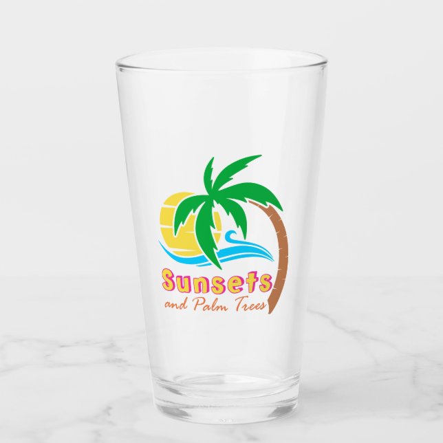 Sonnenuntergänge und Palmen Bäume Sommersaison Glas (Vorderseite)