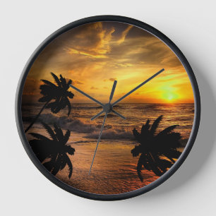 SONNENUNTERGÄNGE VERFOLGEN OZEAN-LANDSCHAFT NATUR UHR